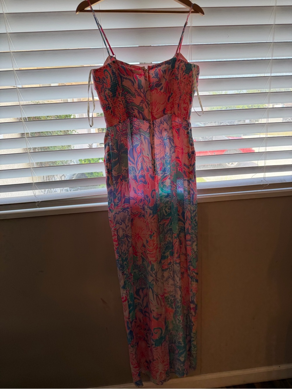 Lilly Pulitzer Lion Around Floral Wide Leg Jumpsuit Pink Blue 6 - Picture 4 of 10